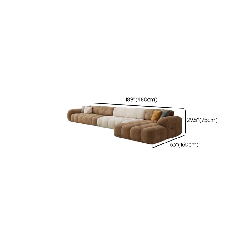 Channel Back L-Shape/Straight Right Hand Facing/Horizontal Sofa Recliner/Sofa Couch in Brown/Beige with Concealed Support & Pine Wood Frame for Living Room - image 30