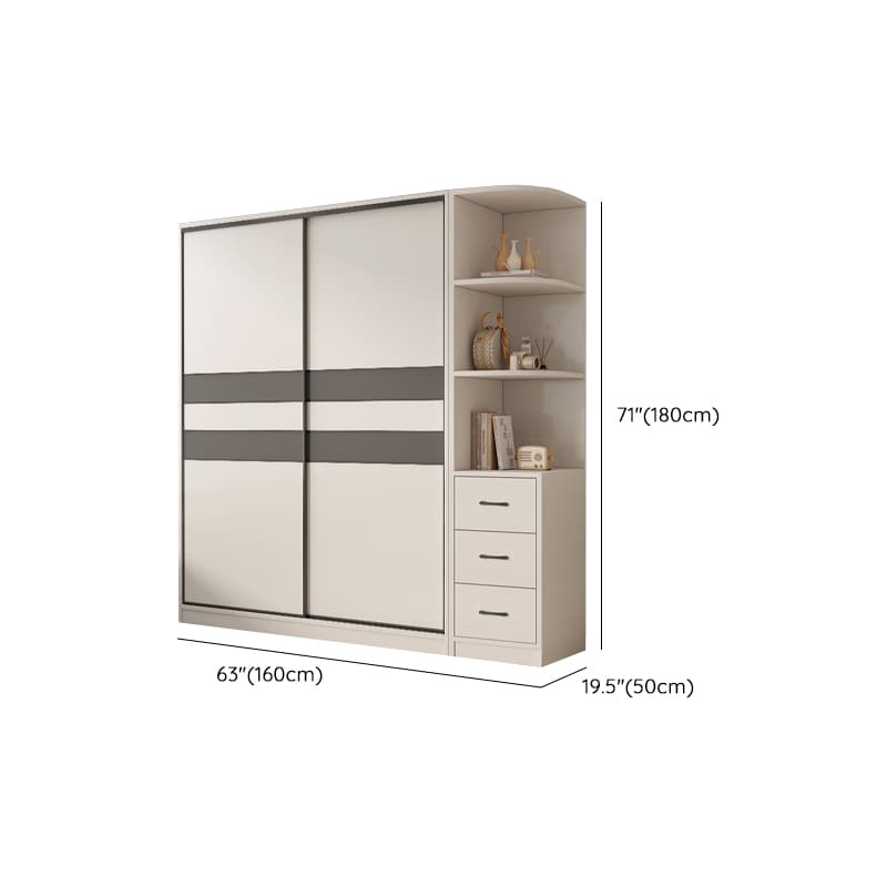 Chalk Nordic Timber Wardrobe with 3 Drawers, Self-supporting Design, Soft Close Door, and Clothing Rod - image 26