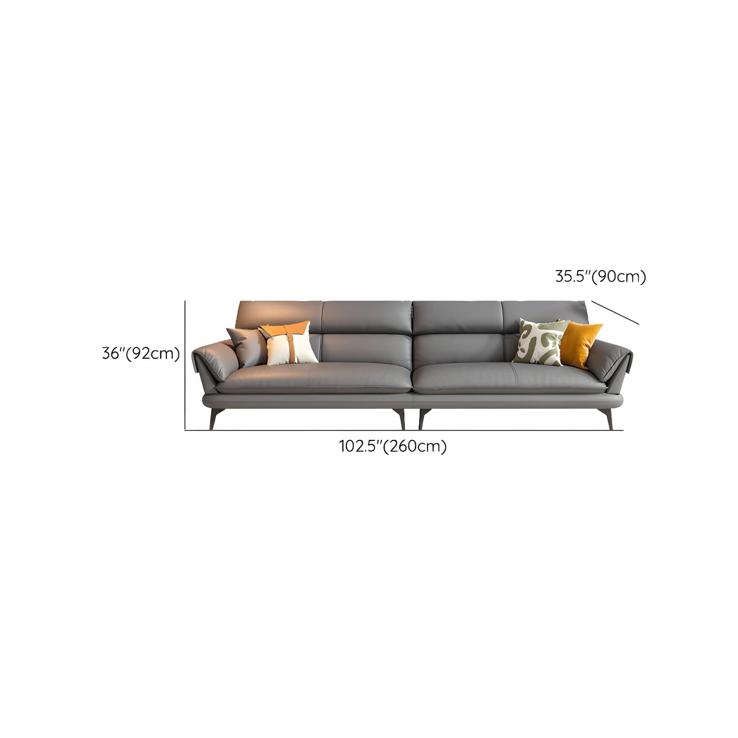 Modern Gray Tech Cloth Sectional with Flared Arms and Cushion Back - image 12