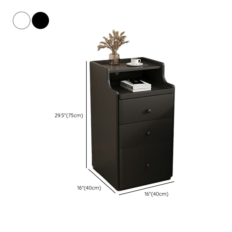 Modern Wood Open Storage Nightstand in Narrow Design with Drawers - image 13