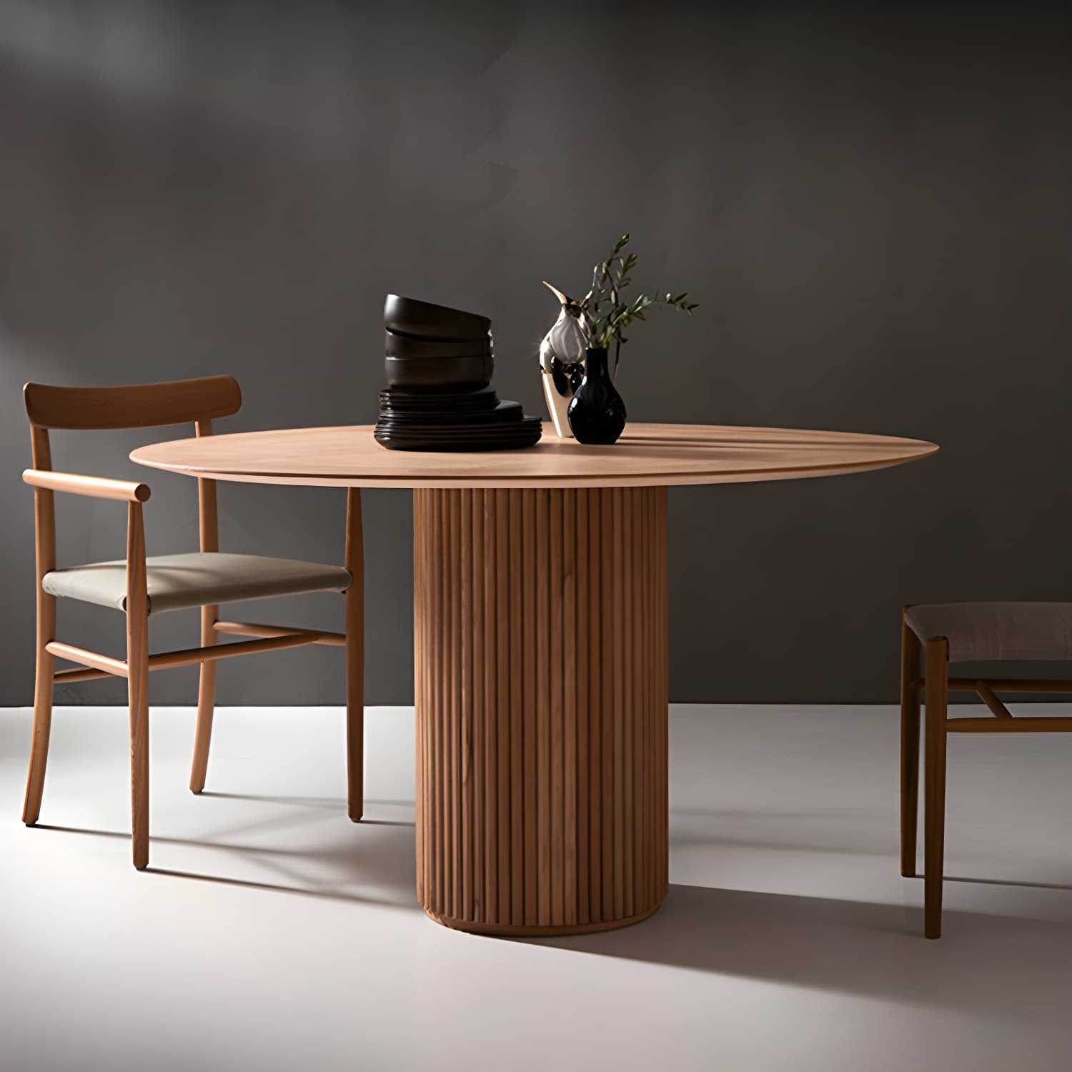 Modern Round Wood Dining Table Home Kitchen Dinner Pedestal Dining Table - image 5