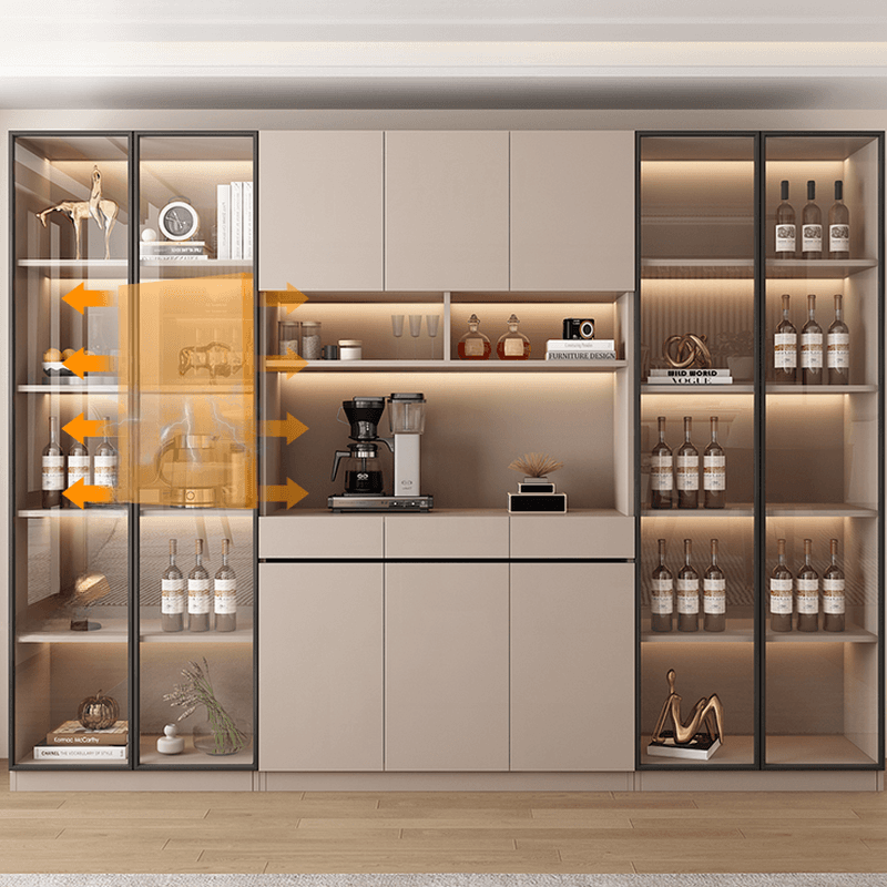 Wide/Standard/Narrow Modern Timber 3 Drawers 2 Shelves/3 Shelves/1 Shelf Glass Doors Pantry Hutch Sideboard - image 13