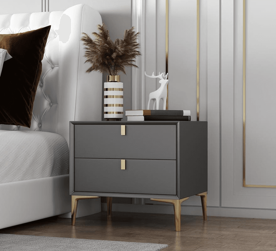 Modern Lumber Nightstand With Drawer Storage & Leg, 3 Drawers/2 Drawers