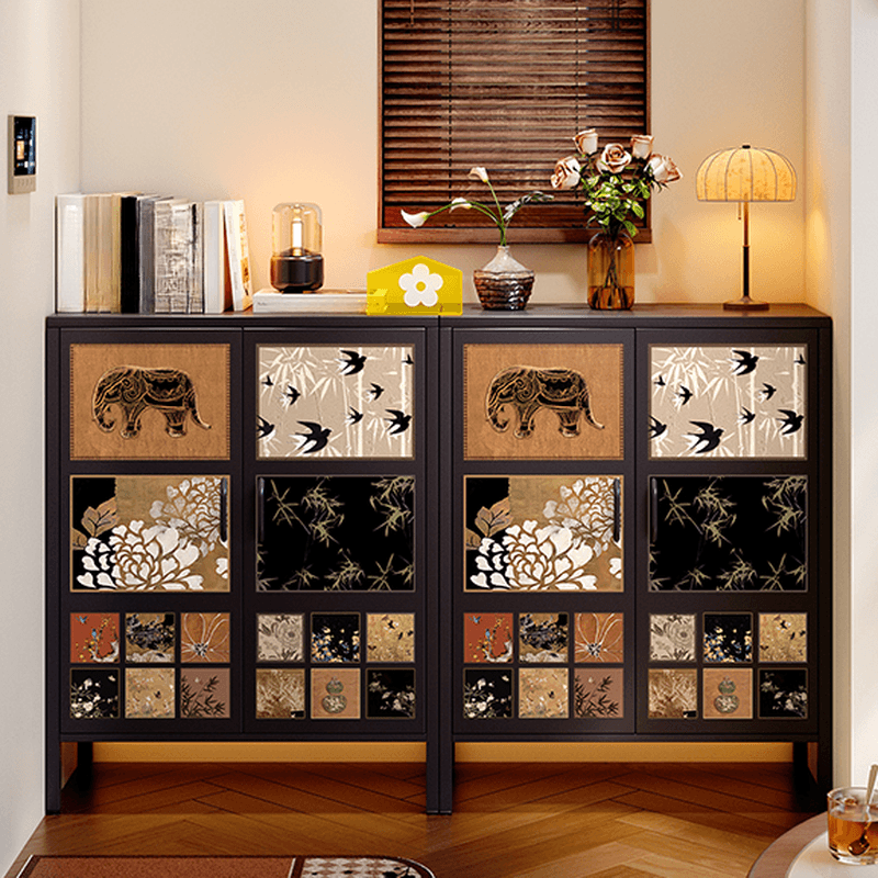Rectangular Damp-proof Scratch-immune Accent Cabinet with Steel Countertop, Adjustable Shelf, Grip Bars, and Midnight Black Top - image 7