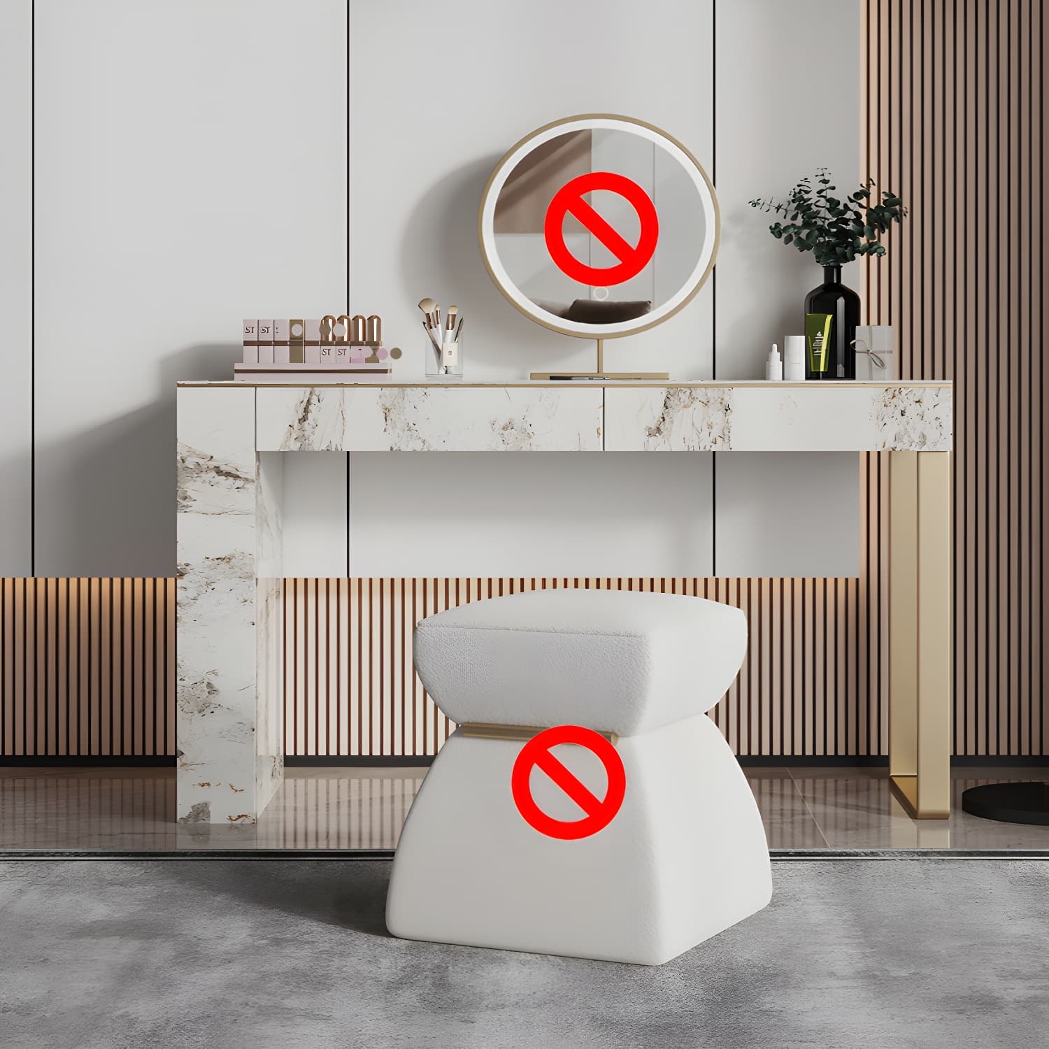 Two Piece Luxurious Vanity Set Stainless Steel and Stone Dresser - image 11