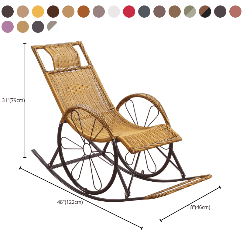 Ergonomic Wicker Front Porch Rocking Chairs with Rear Back, Stationary - image 31