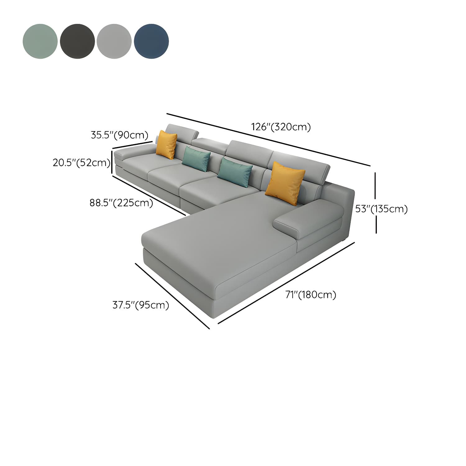 Modern L-Shape Sofa Chaise in Large Size with Cushion Back and Sponge Seat Fill - image 21