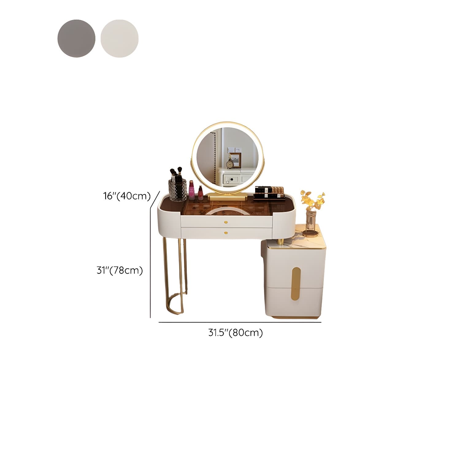 Contemporary Glass Top Vanity Dressing Table With 4/5 Drawers - image 19