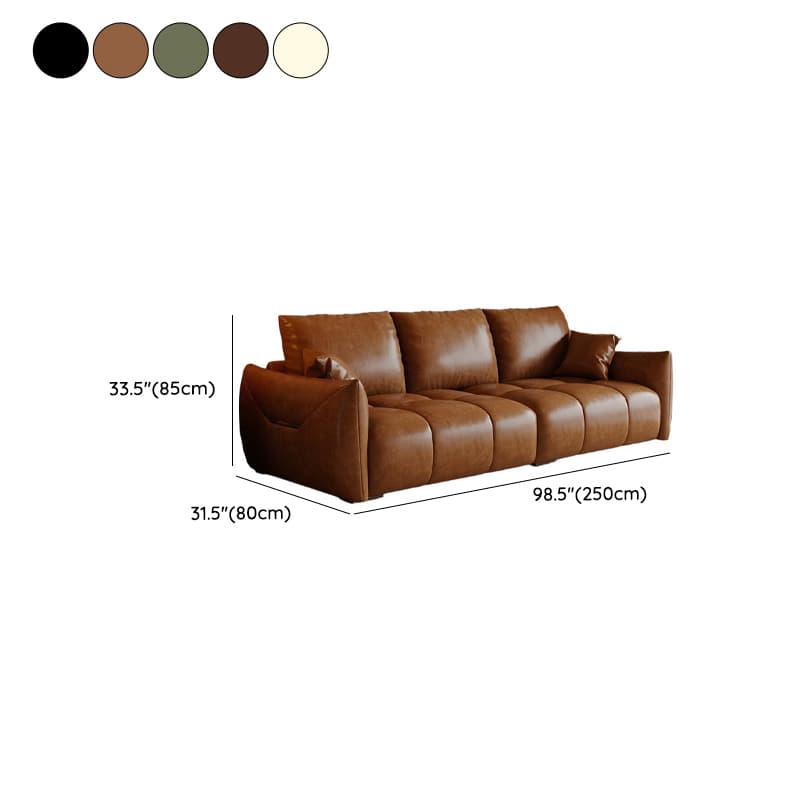 Modern Solid Color Scratch-defiant Standard Sofa in Light Gray/Emerald Green/Auburn, 3-seater with 2 Pillows - image 16