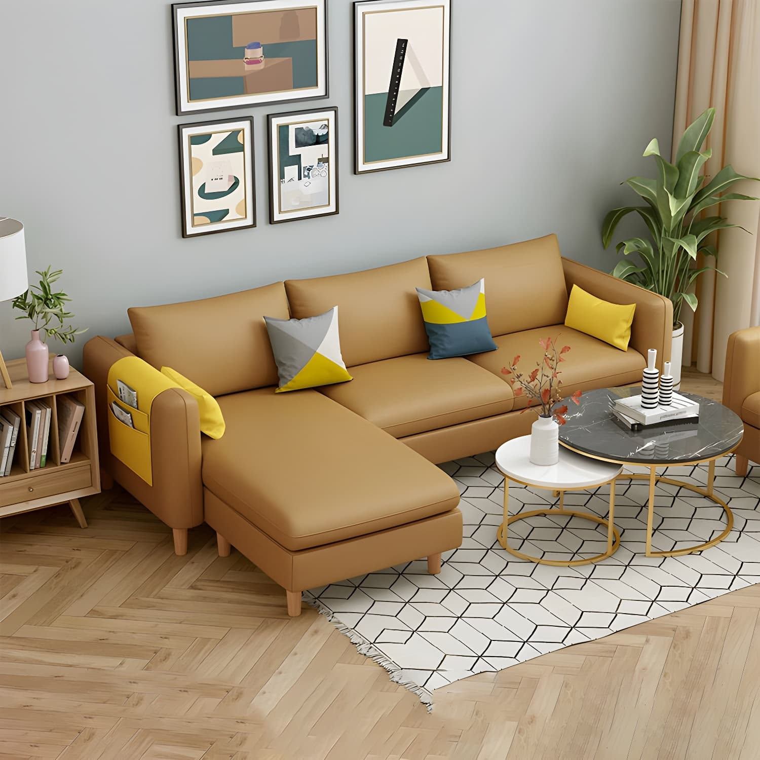 Modern Wooden Frame L-Shaped Sectional Sofa Chaise in Small Size with Storage Included - image 15