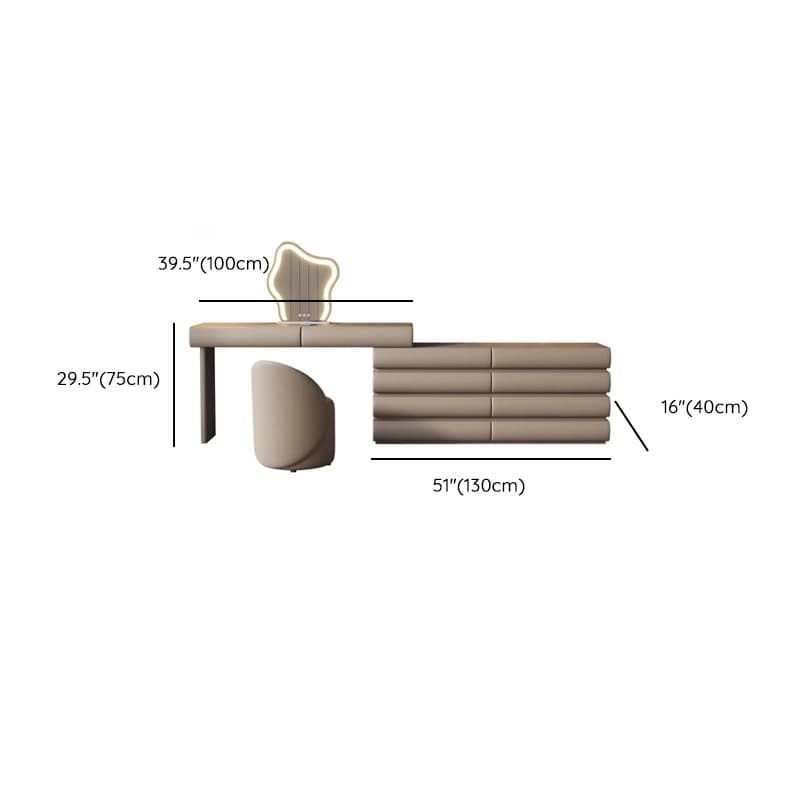 Multi-Purpose Tan Vanity Set with 10 Drawers, Lighting, Scalable, Adjustable Touch, and Adjustable Brightness - image 12
