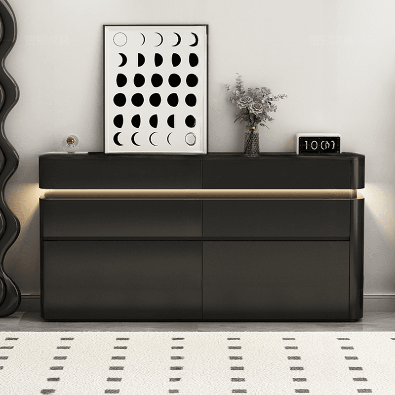 Minimalist Horizontal Console Dresser Illumination Light Timber 8 Drawers - image 3