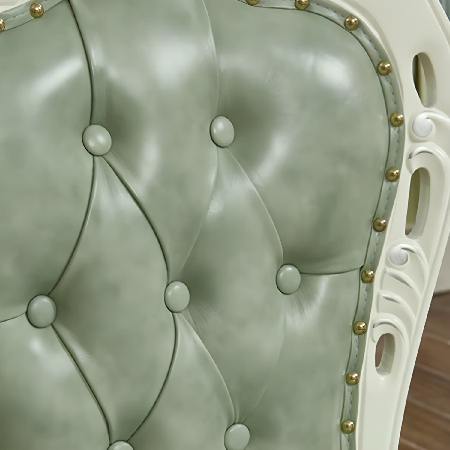 Victorian Rubberwood King Louis Back Chair Matte Finish Leather Dining Chair (Set of 2) - image 13