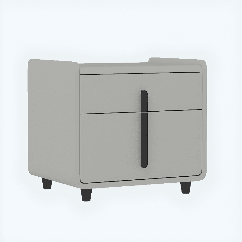 Organic Modern Nightstand With Drawer Organization with 2 Drawers, Pleather Countertop, and Leg - image 4