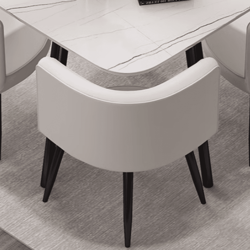 Stone Cushion Chair Dining Table Set with Back for 4 in Chalk - image 6