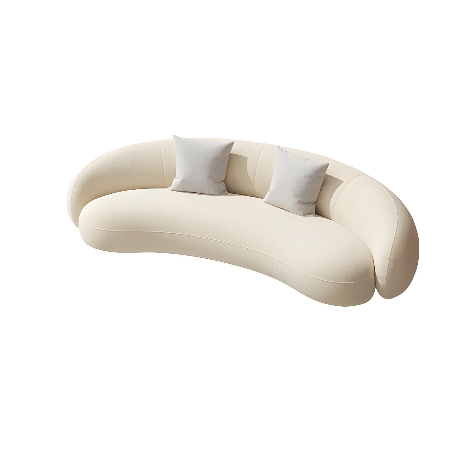 Beige Scandinavian Curved Sofa Tight Back Couch with Tuxedo Arm - image 8