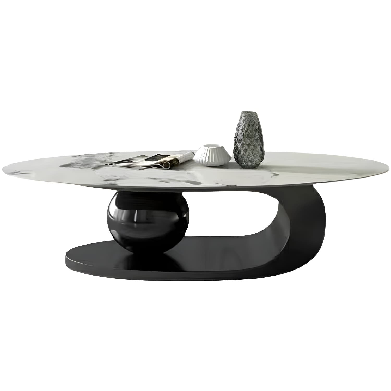 Glam Style Coffee Table Slate Top Stainless Steel Abstract Base - image 7