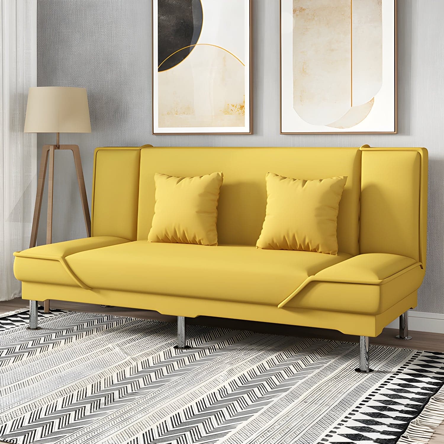 Contemporary Armless Convertible Sofa Linen Foldable Sofa for Apartment - image 10