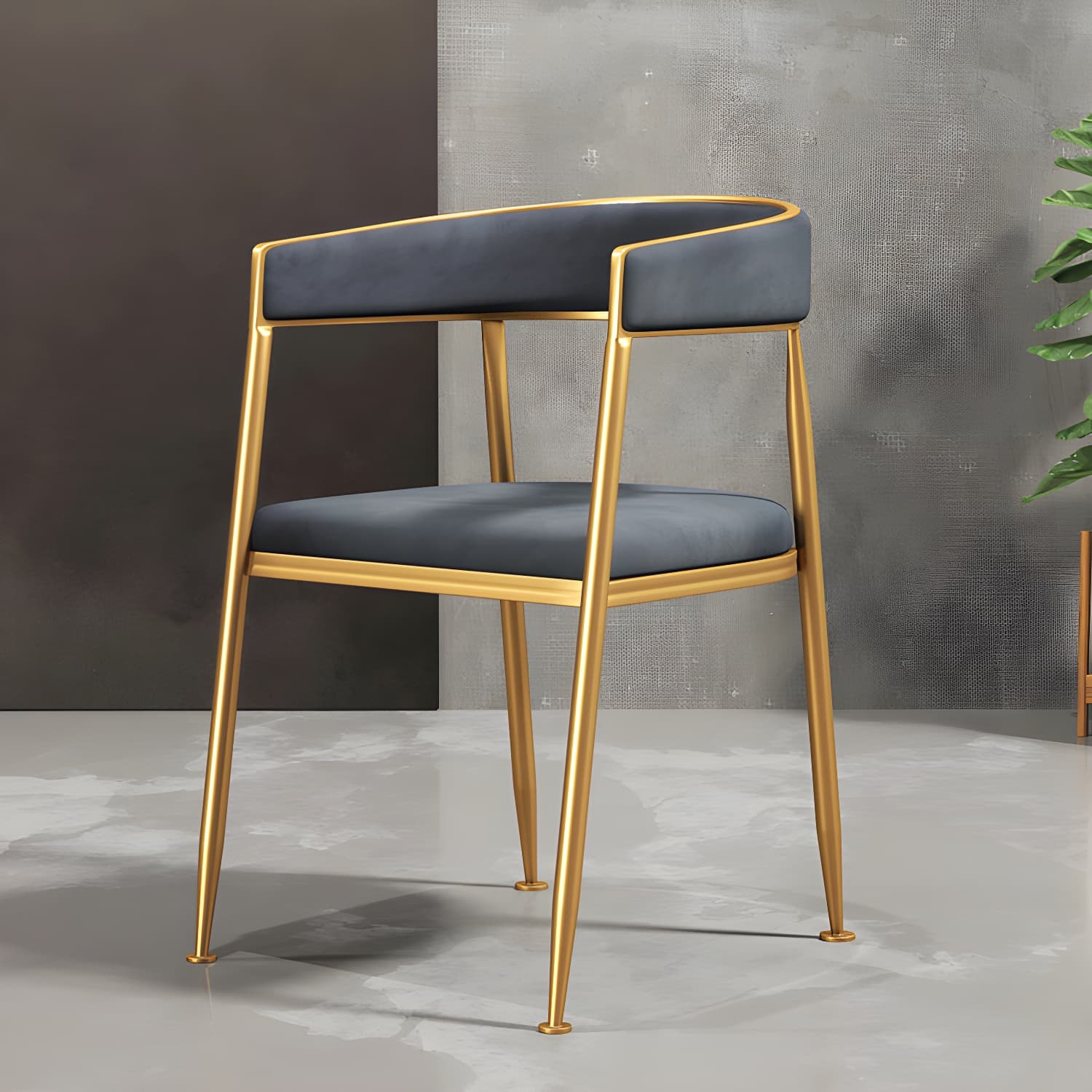 Glam Gold Metal Arm Chair Open Back Dining Side Chair with Upholstered - image 24