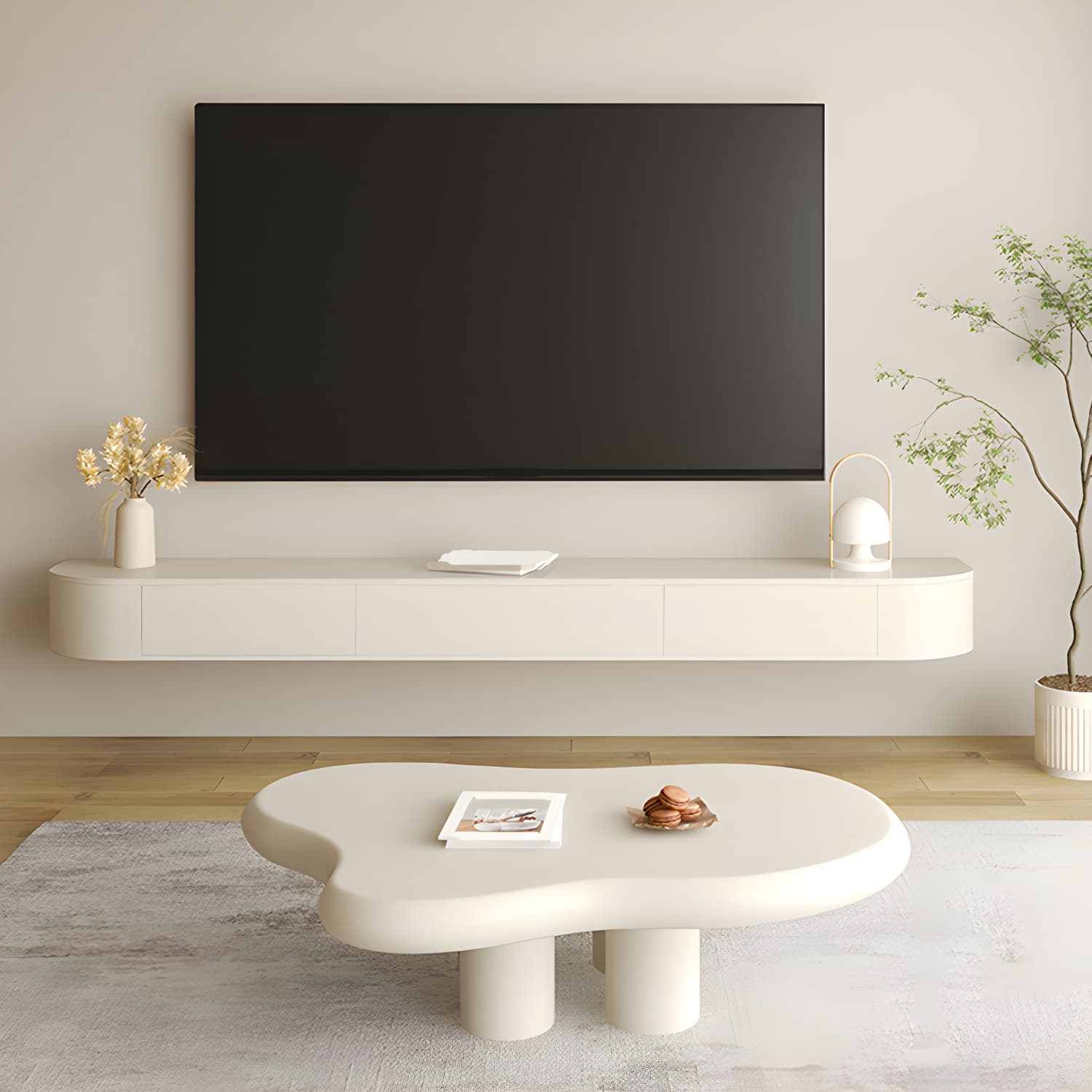 Enclosed Storage Media Console TV Stand Modern TV Stand Console with Drawers - image 4