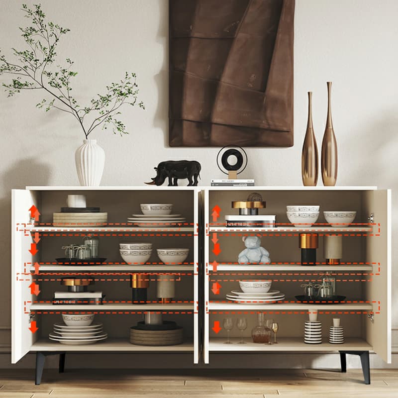 Modern Rectangular Manufactured Wood Accent Cabinet in Beige with Interior Partitions and Metal Legs - image 14