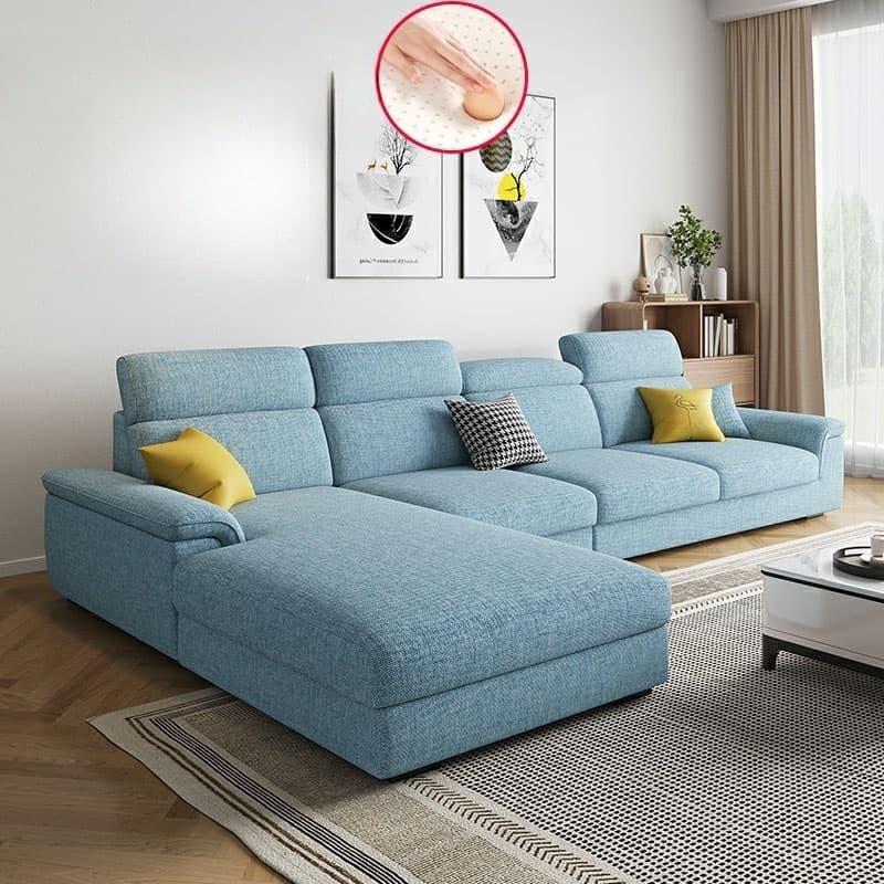 5-Seater Modish Left L-Shape Sofa Chaise with Natural Wood Frame - image 9