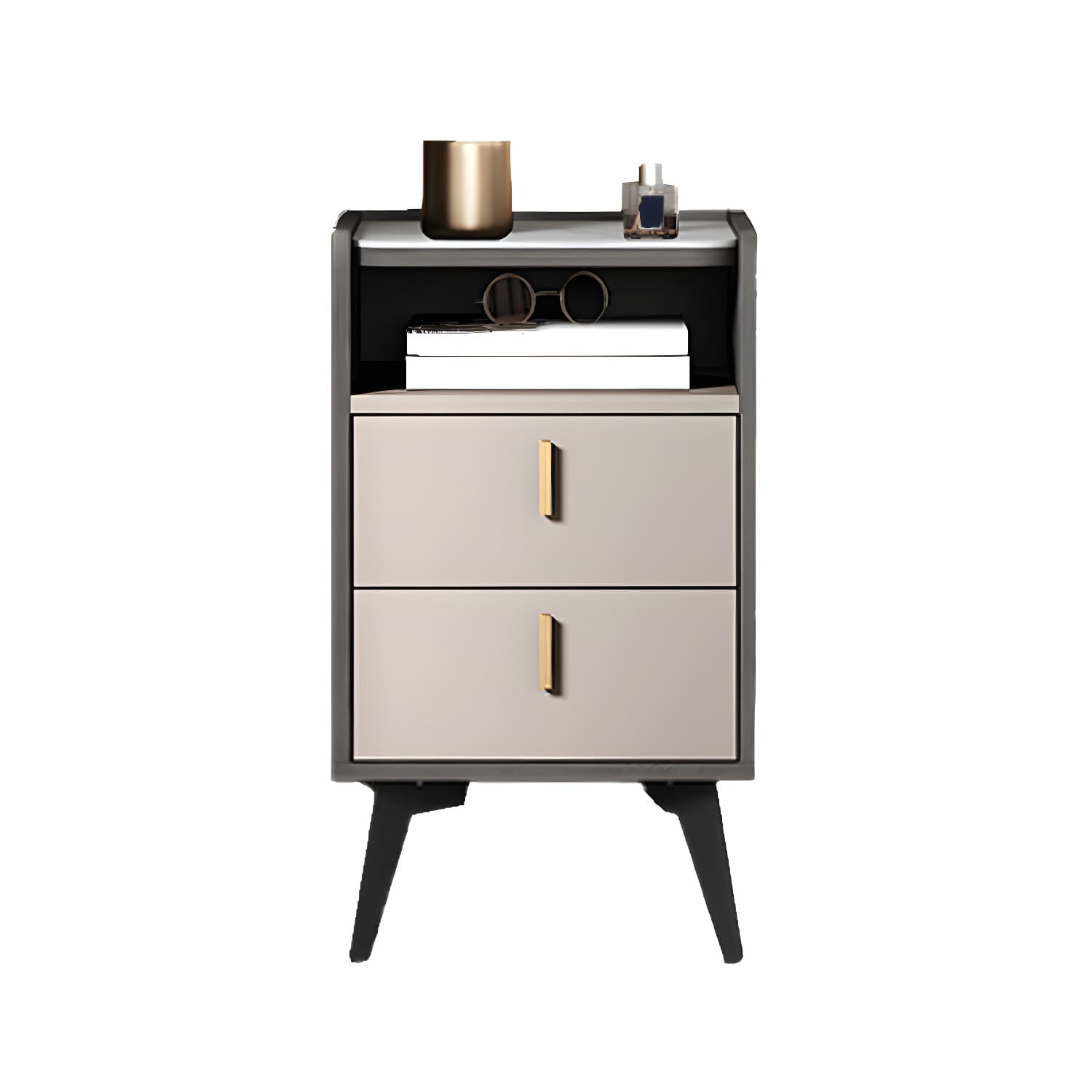 Stone Top Nightstand Modern Open Stoarge Drawer Legs Included Bed Nightstand - image 11