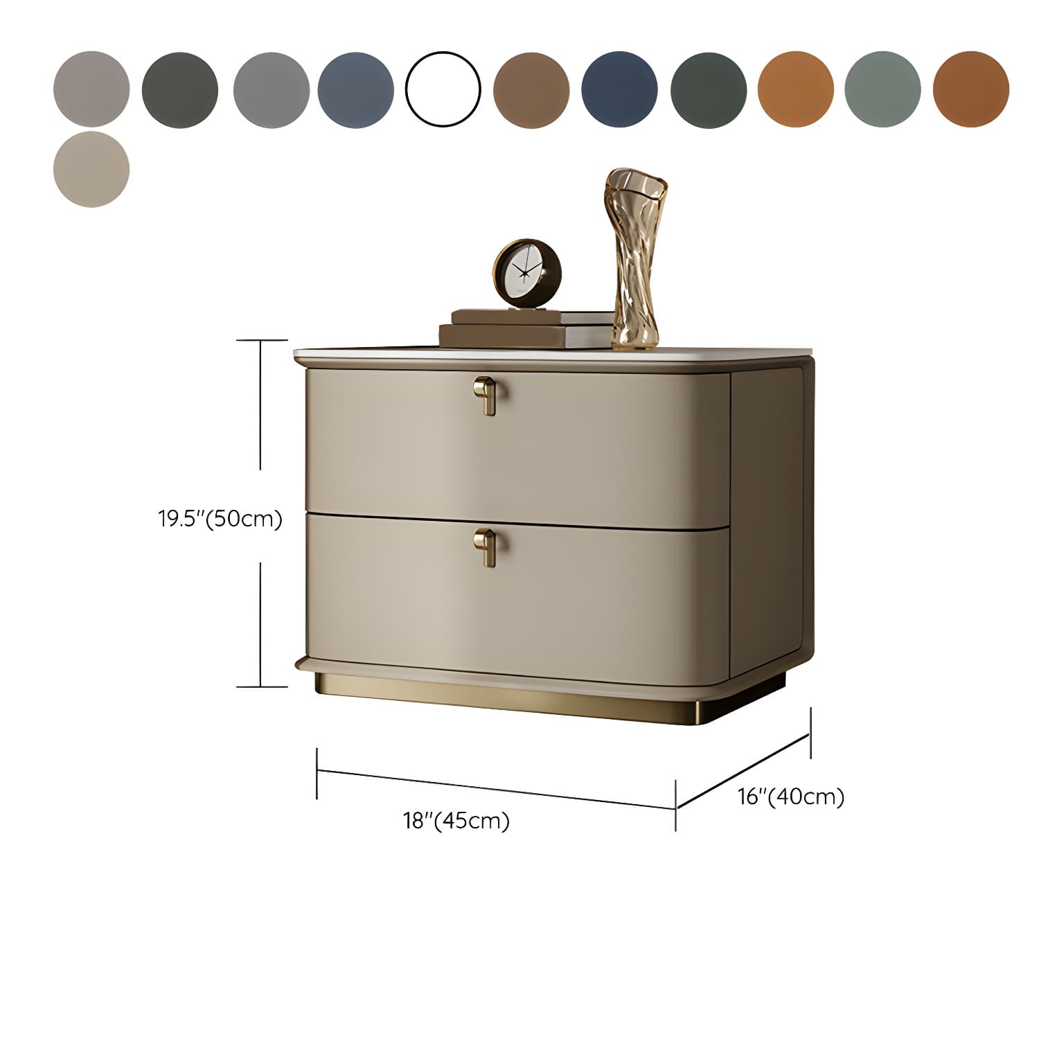 Modern Faux Leather Drawer Storage Nightstand with Stone Table Top - image 20