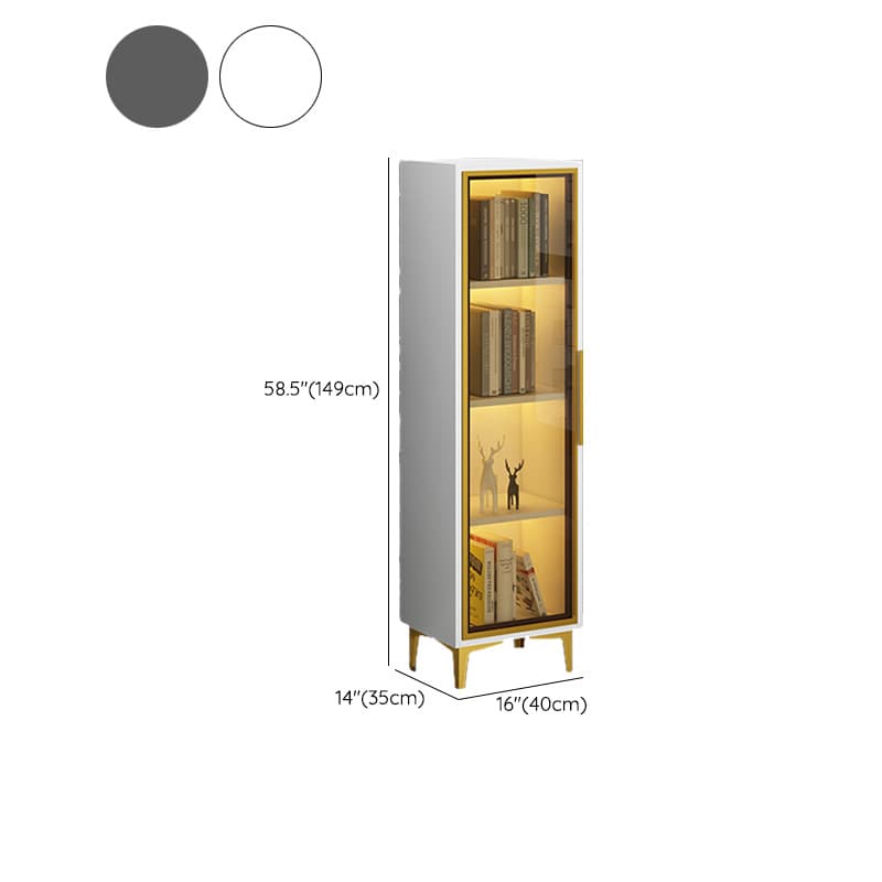 Glam Rectangle Accent Cabinet with Gold Metal Base and Glass Doors and Lighting Included - image 11