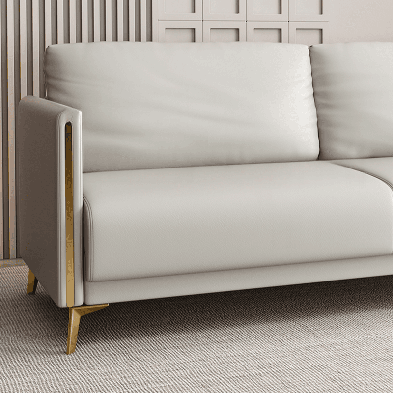 Modish Solid Color Scratch-durable Floor Sofa in Pleather with Gray/Chalk/Tangerine Color for 3/for 2 - image 11