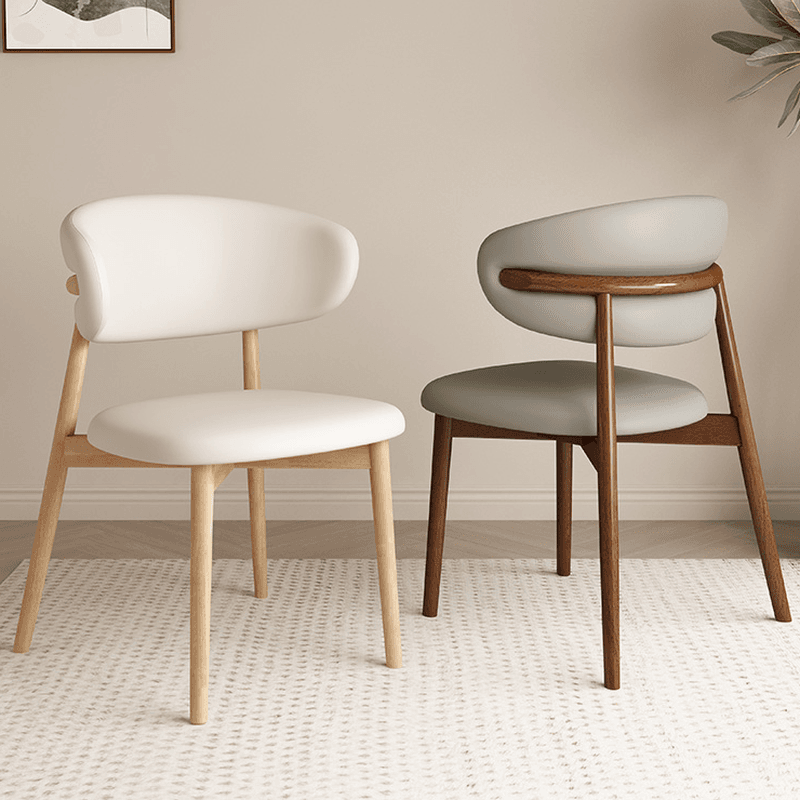 Art Deco Side Chair with Padded Upholstery, Midnight Black/Walnut/Wood Color Legs, Lumber Material, and Low Back - image 4