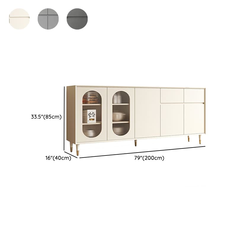 Wood Glam Sideboard Credenza with Glass Doors and Drawers, 40cm Overall Width, 85cm Overall Height - image 21