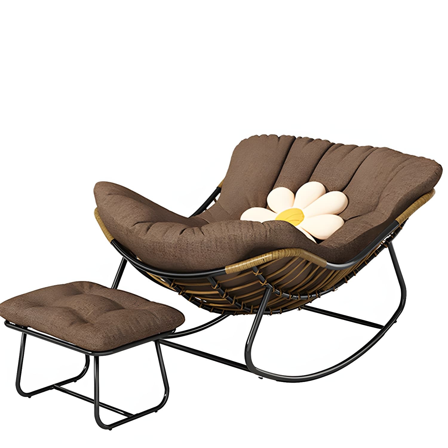 Modern Metal Indoor Rocking Chair with Upholstered Seat - Armless Design for Comfortable Seating - image 10