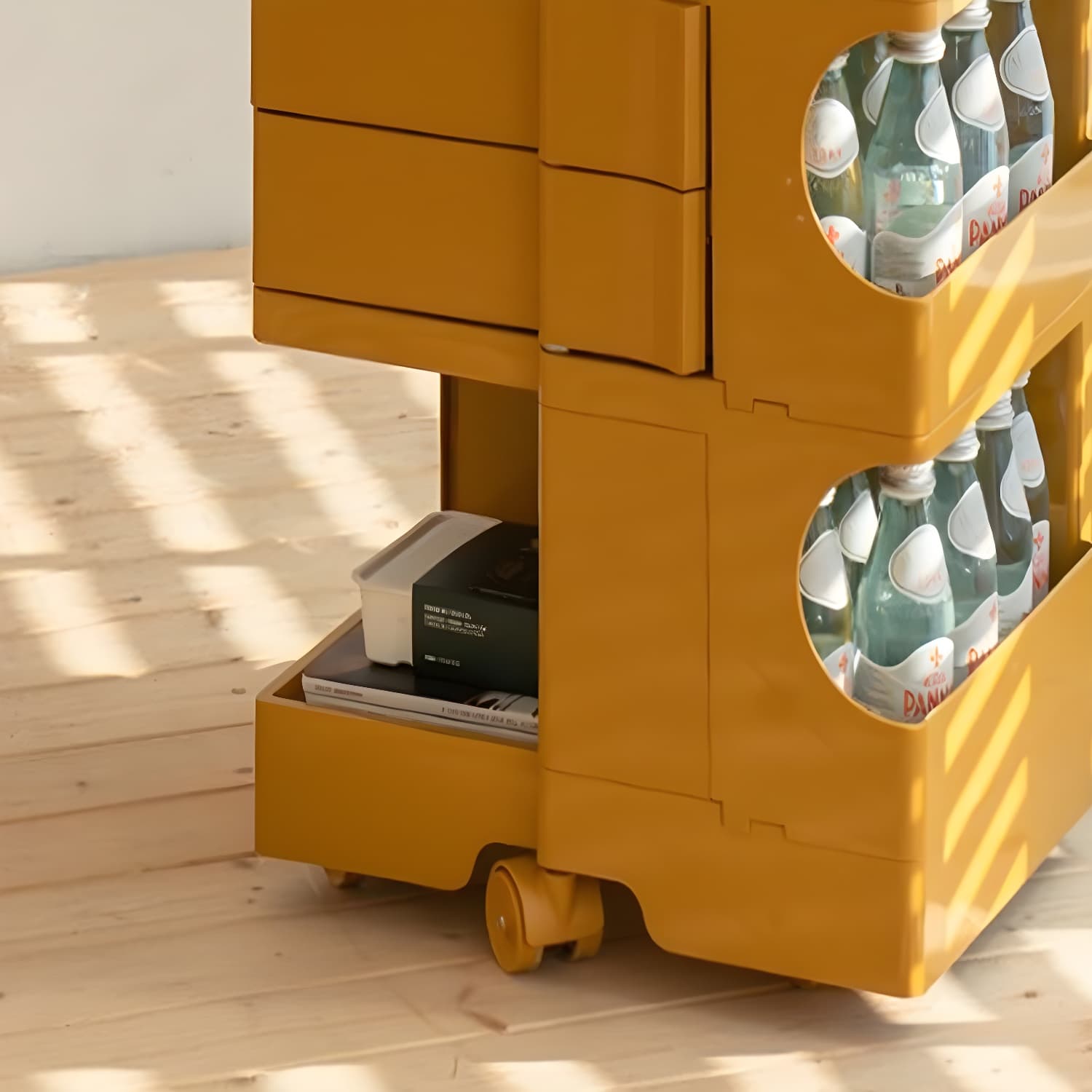 Modern Plastic Night Table Open Storage Night Stand with Wheels - image 15