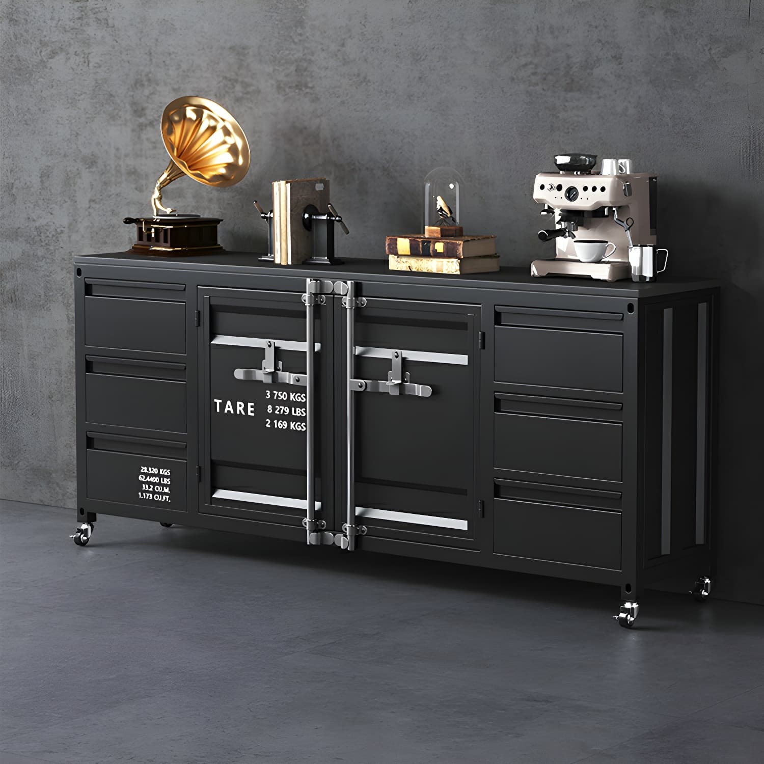 Industrial Metal Sideboard Credenza with Cabinets and Drawers - image 10