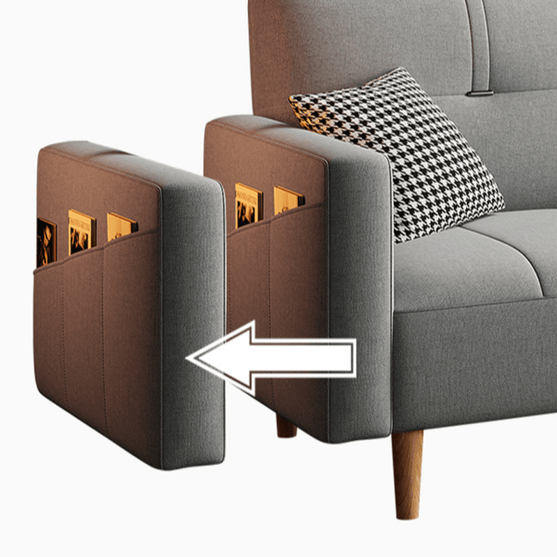 Trendy Solid Color Convertible Sofa in Light Gray/Butter Color/Coffee with Arm, 4-seater/Seats 3/2 People, Receptacle Storage, and 2 Pillows - image 15