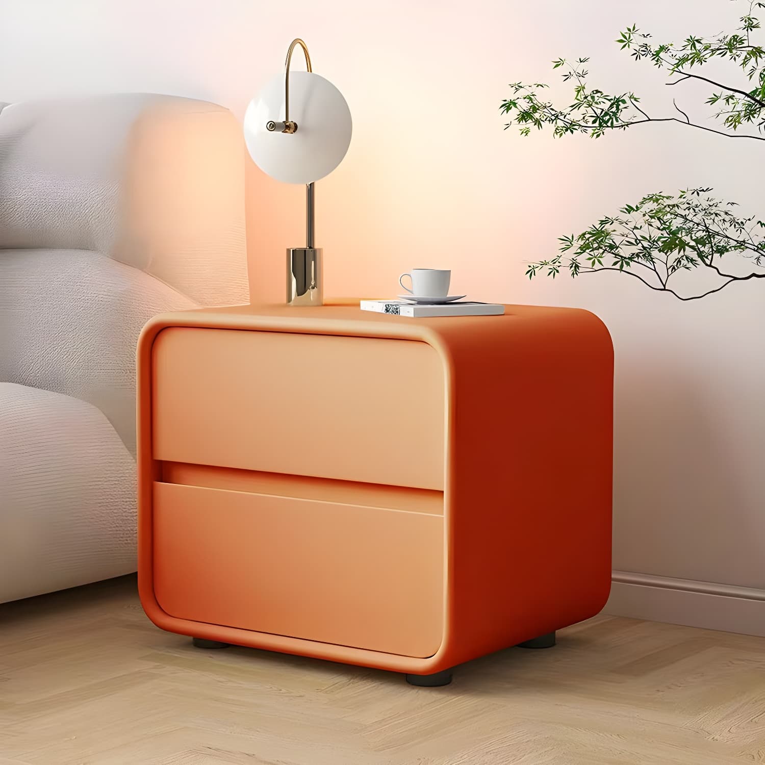 Contemporary Accent Table Nightstand Drawer Storage with 2 Drawers - image 5