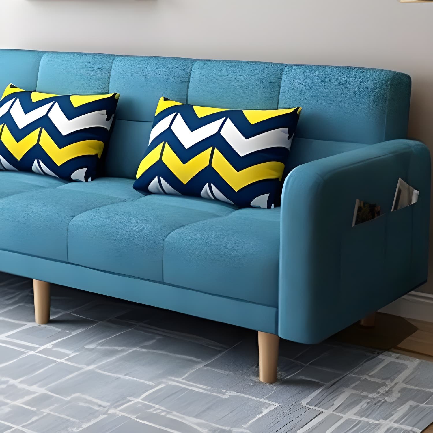 Contemporary Square Arm Sleeper Sofa Biscuit Back Convertible Sofa for Living Room - image 12