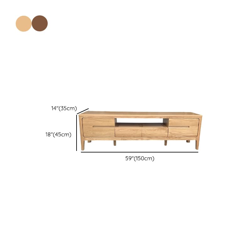 Modern Real Wood TV Stand with Shelf, 2 Drawers, 2 Cabinets, Cable Management, and Visible Storage - image 12