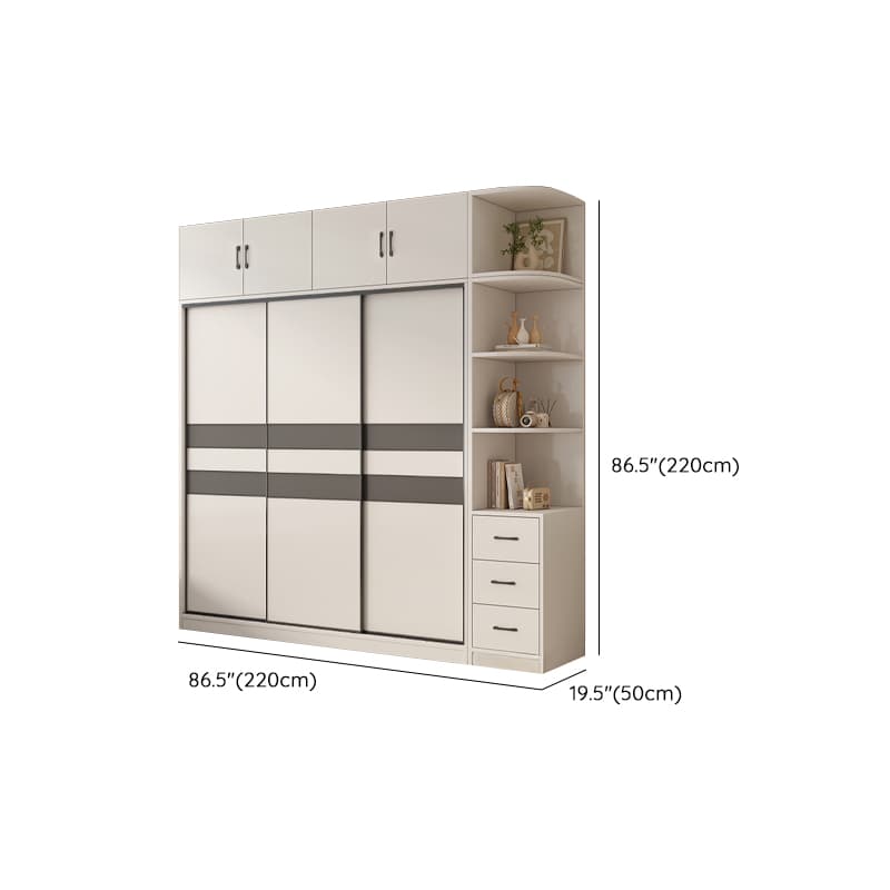Chalk Nordic Timber Wardrobe with 3 Drawers, Self-supporting Design, Soft Close Door, and Clothing Rod - image 36