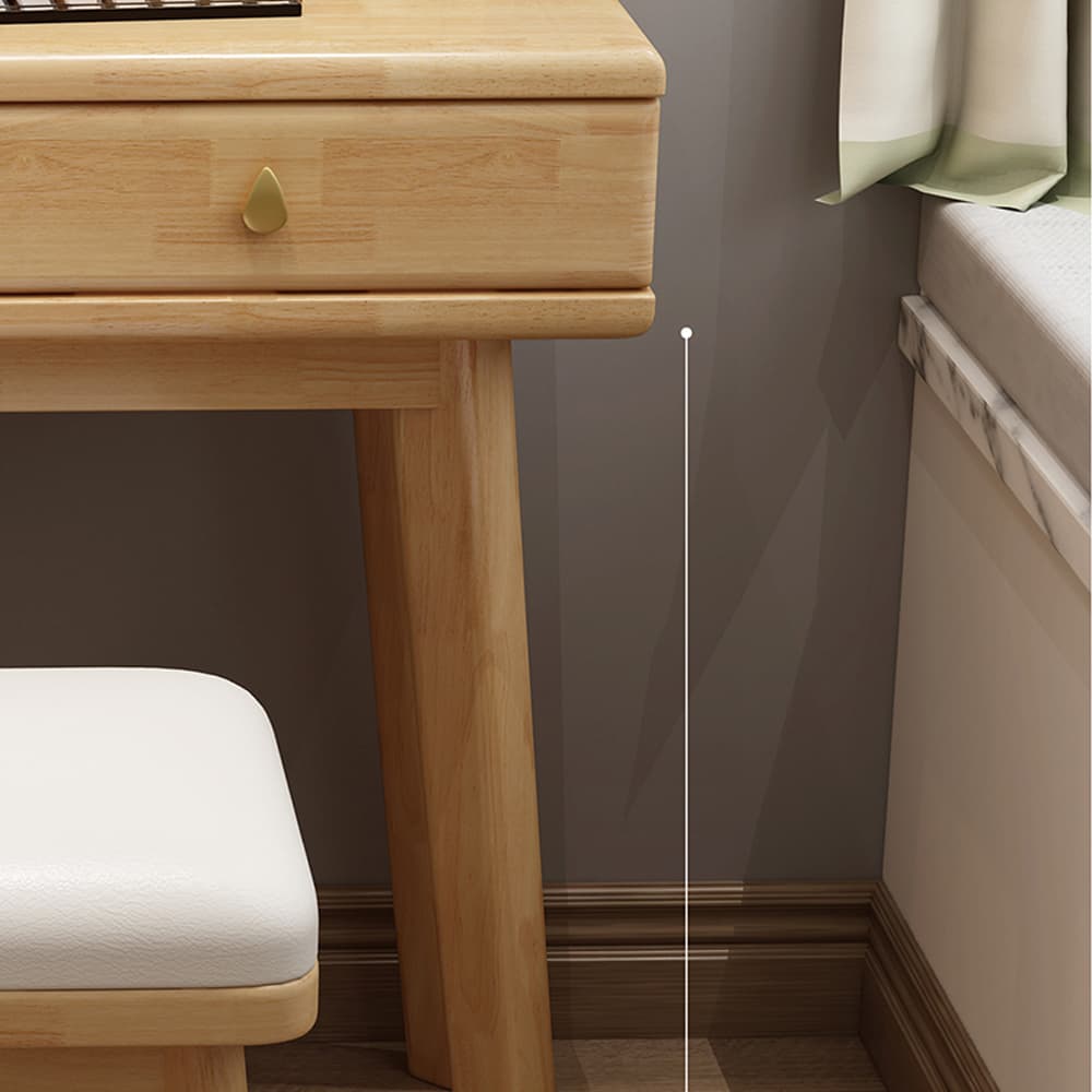 Scandinavian Solid Wood Table Makeup Vanity with Mirror and Drawers - image 10