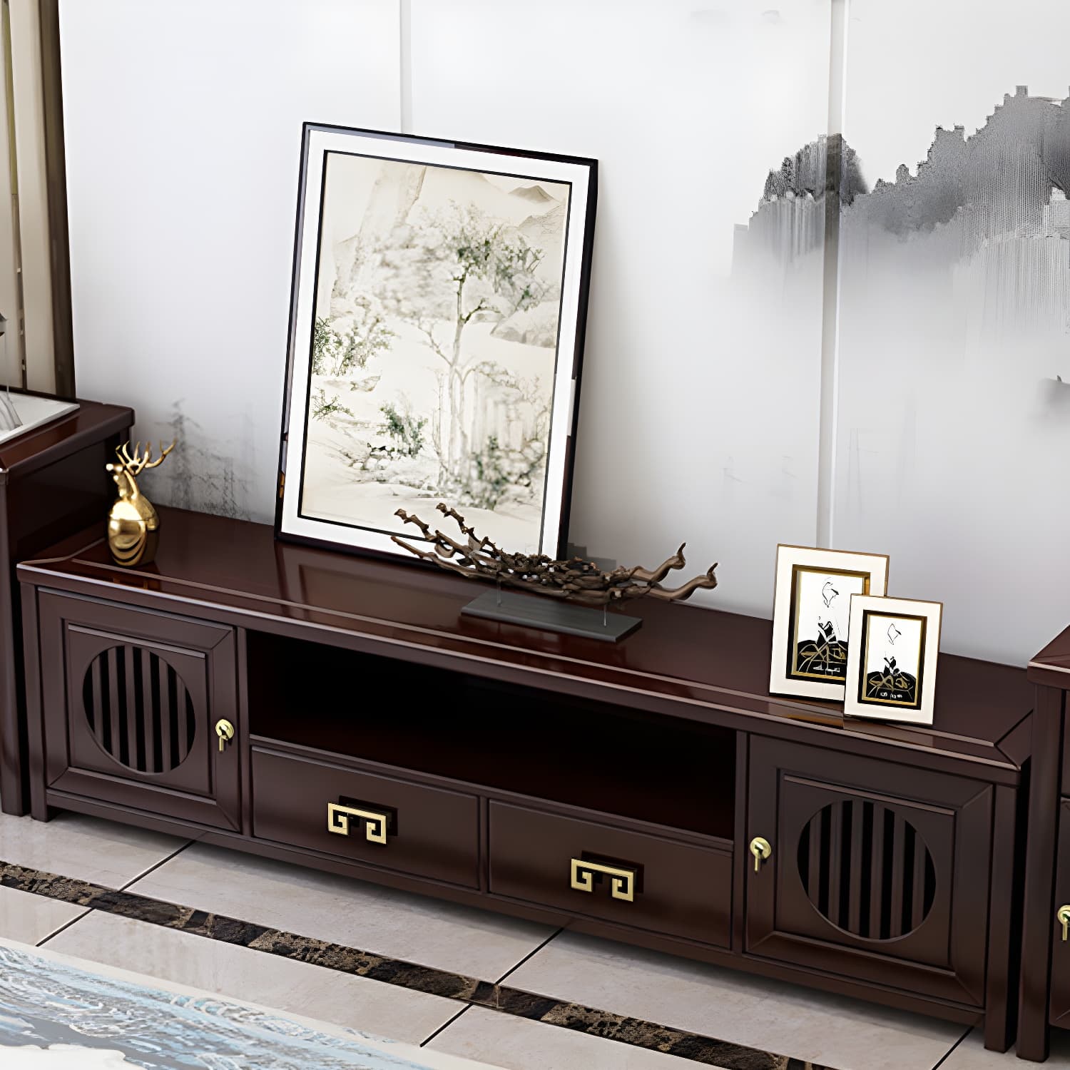 Solid Wood TV Cabinet Traditional Style Household Simple Open TV Stand Console - image 13