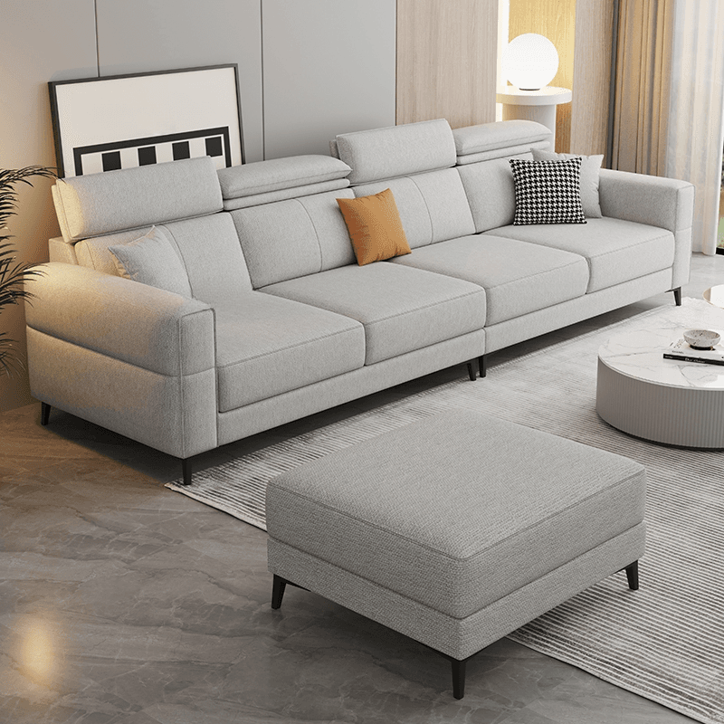 3 Pc Contemporary Modern L-Shape Sofa Chaise in Grey/Cream with Square Arm & Cushion Back - image 14