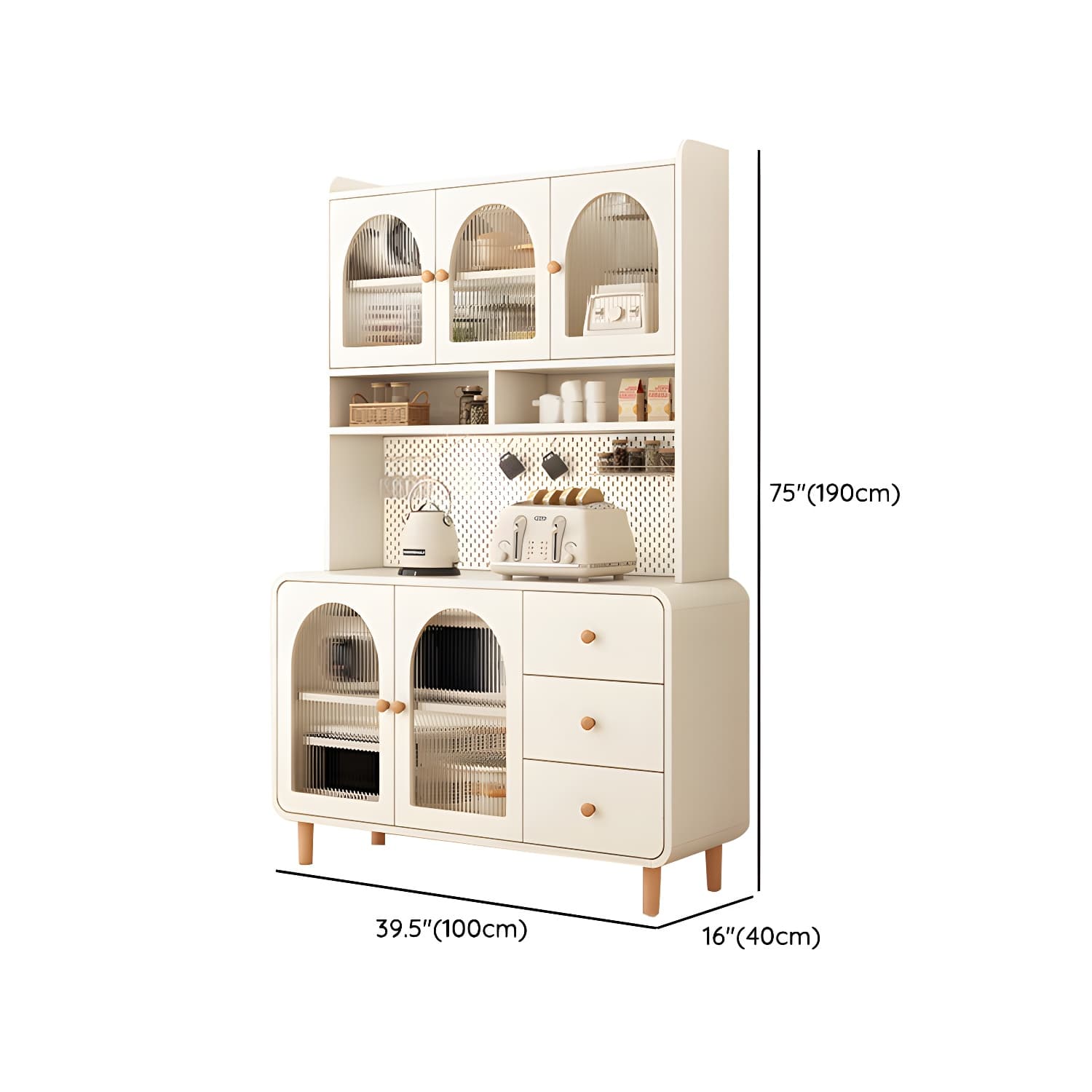 Scandinavian Wood Sideboard Cabinet with Adjustable Shelves and Glass Doors - 40cm Width - image 15