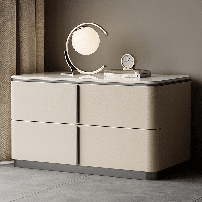 Modish Drawer Storage Bedside Table with 2 Drawers and Sintered Stone Countertop - image 4