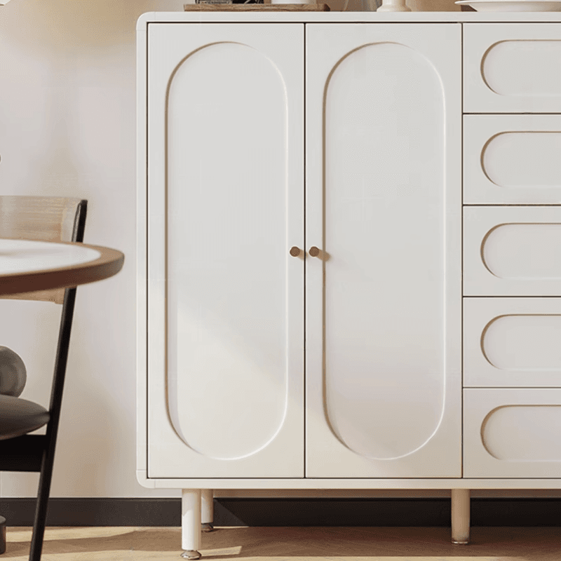 Chalk Casual Composite Wood Combo Dresser with 5 Drawers, Hutch, 3 Interior Shelves, Horizontal/Vertical - image 5