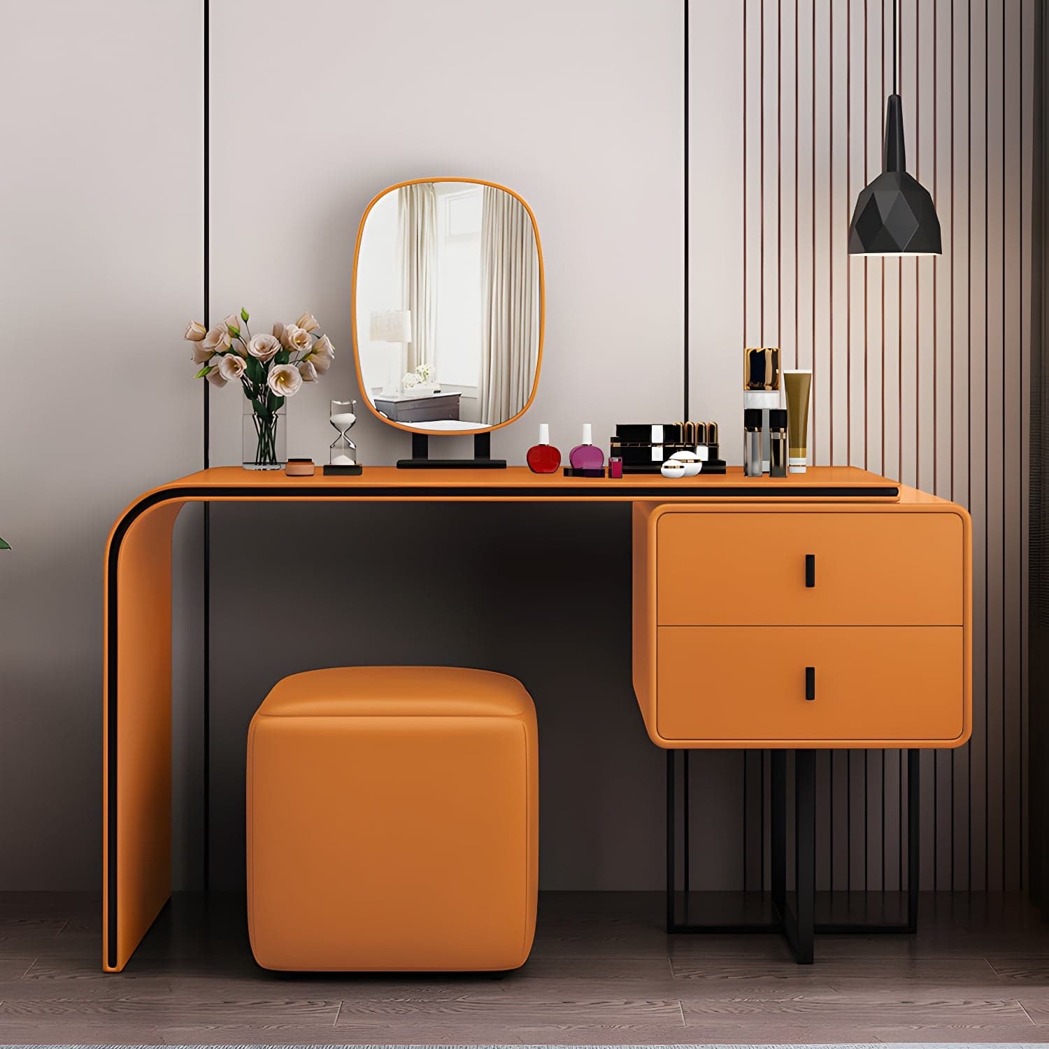 Glam Vanity Dressing Table Bedroom Makeup Counter with Makeup Table and Stool - image 7