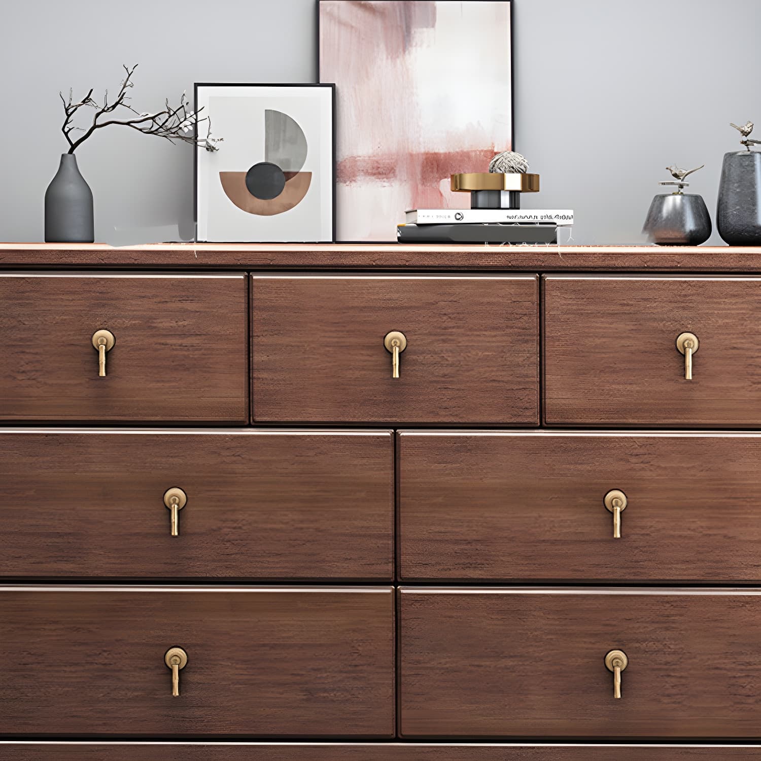 Mid Century Modern Chest Wood Rectangular Chest in Walnut Finish - image 9