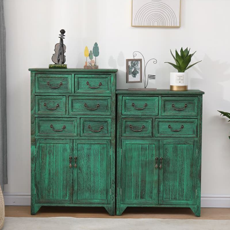 Coastal Style Storage Chest Solid Wood Countertop with Drawers and Doors - image 10