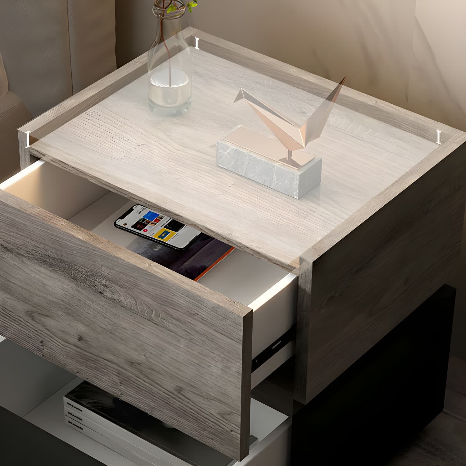 19.1" Tall 2 - Drawer Nightstand Wooden Accent Table Nightstand for Bedroom - image 23